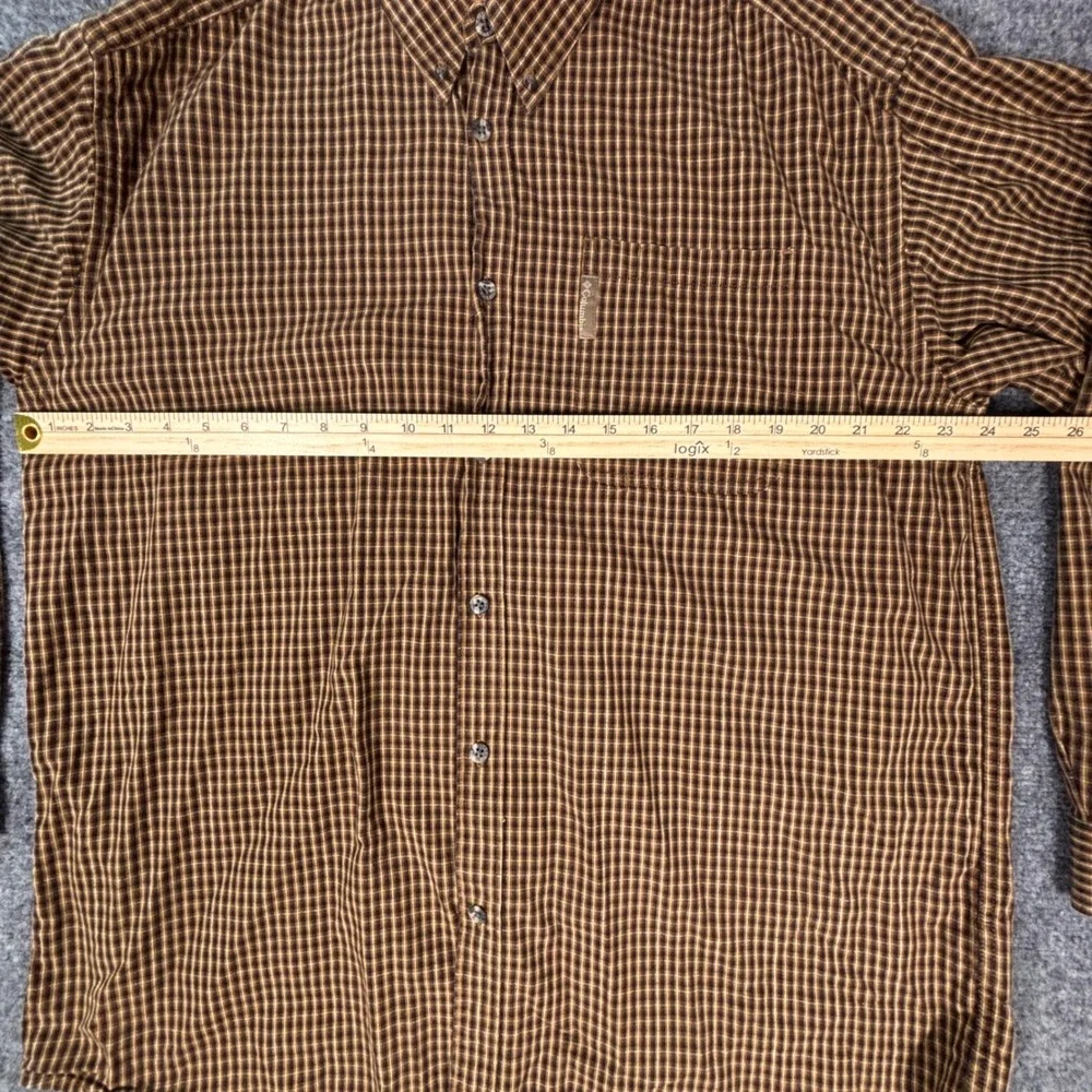Columbia Mens Brown Plaid Button Up Long Sleeve Outdoor Shirt Large